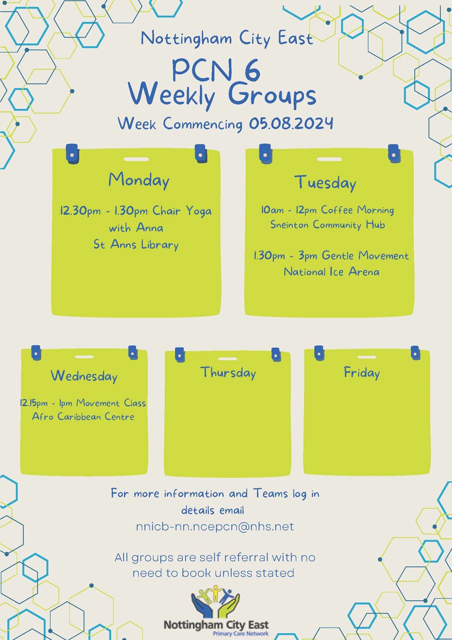 PCN6 weekly sessions